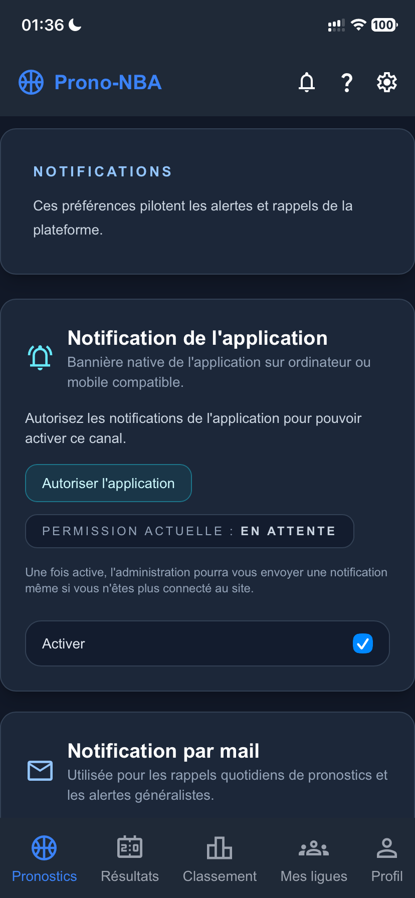 Installer Prono-NBA sur Android